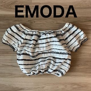 エモダ(EMODA)のエモダ　オフショル　トップス　ボーダー　ストライプ　ショート丈(カットソー(半袖/袖なし))