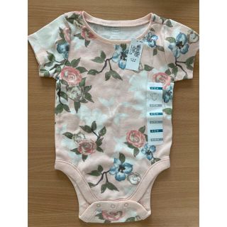 オールドネイビー(Old Navy)の新品タグ付き☆半袖　ロンパース　75 花柄　女の子　ピンク(ロンパース)