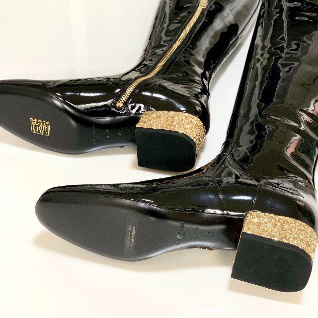 Saint Laurent(サンローラン)の2455 未使用 サンローラン パテント ロングブーツ グリッター 黒 レディースの靴/シューズ(ブーツ)の商品写真