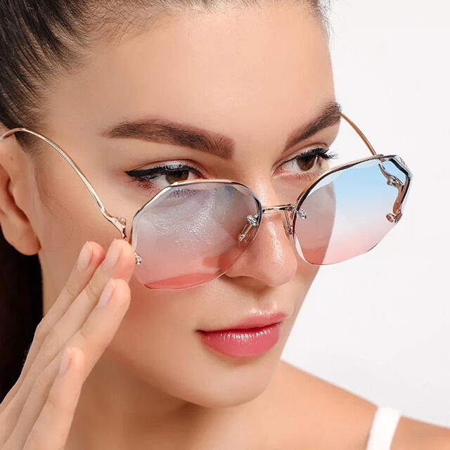 個性的メガネ眼鏡めがねサングラス水色ピンクグラデーションメガネブルーゴールドUV メンズのファッション小物(サングラス/メガネ)の商品写真