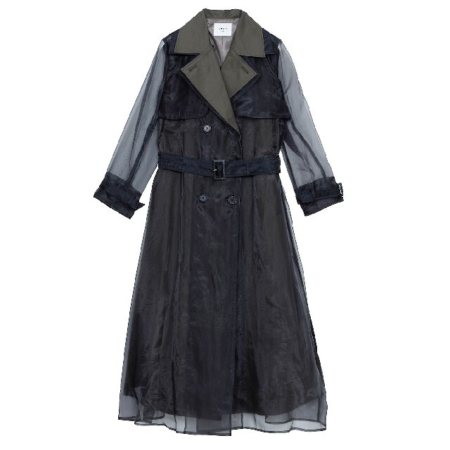 新品AMERI  4WAY SHEER DOCKING TRENCH  カーキS