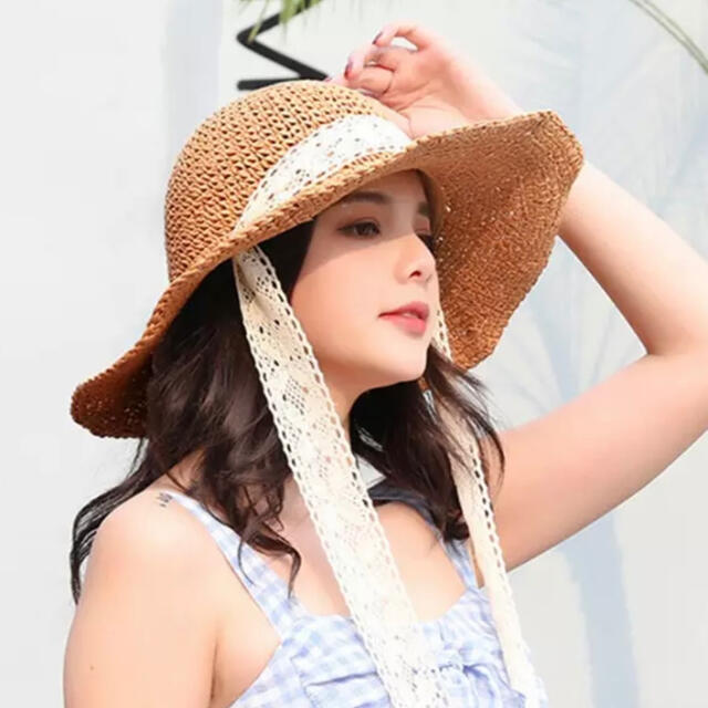 女性の夏の日焼け漁師帽子テザー手作りかぎ針帽子ビーチ休暇サンシェード帽子 レディースの帽子(麦わら帽子/ストローハット)の商品写真