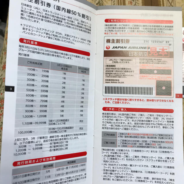 JAL(日本航空)(ジャル(ニホンコウクウ))のJAL株主優待券　2枚 チケットの優待券/割引券(その他)の商品写真