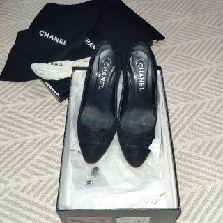 シャネル(CHANEL)のCHANEL　リボンパンプス　美品　　36.5(ハイヒール/パンプス)