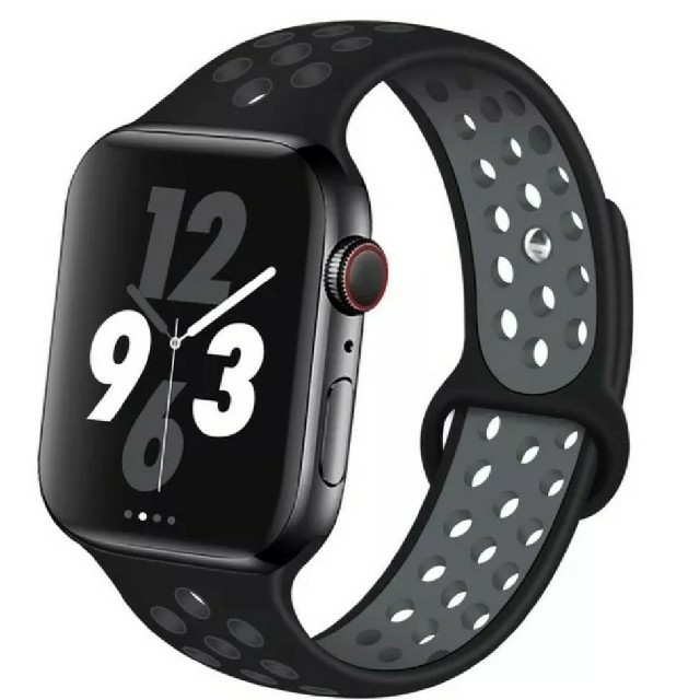 Apple Watch スポーツ バンド 42/44mm ブラック/グレー メンズの時計(ラバーベルト)の商品写真