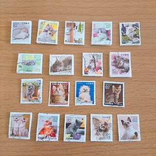 使用済切手 猫 18枚(使用済み切手/官製はがき)
