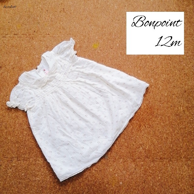 Bonpoint/80]ボンポワン上品小花柄ワンピースチュニック - ベビー服(~85cm)