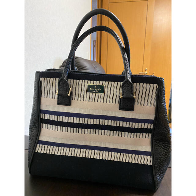 美品 kate spade ボーダートートバッグ ハンドバッグ