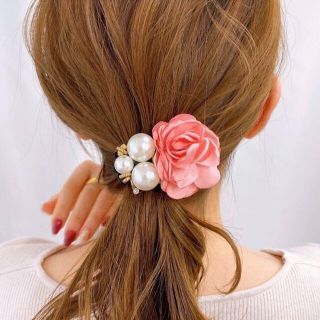 薔薇パールヘアゴム★ピンク(バレッタ/ヘアクリップ)