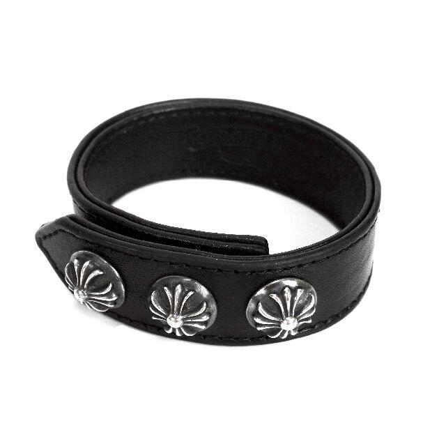 Chrome Hearts(クロムハーツ)のクロムハーツ■3BTN 2SNP CROSSレザーブレスレット メンズのアクセサリー(ブレスレット)の商品写真