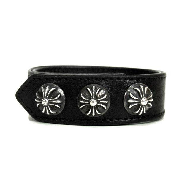 Chrome Hearts(クロムハーツ)のクロムハーツ■3BTN 2SNP CROSSレザーブレスレット メンズのアクセサリー(ブレスレット)の商品写真