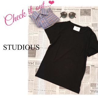 ステュディオス(STUDIOUS)のご予約　STUDIOUS ベーシック　カットソー　半袖　黒　クロ　小さいサイズ(Tシャツ/カットソー(半袖/袖なし))