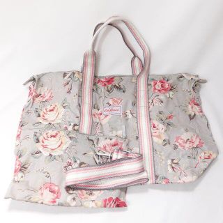 キャスキッドソン(Cath Kidston)のCathKidston　ポーチ付き２WAYバッグ　レディース　グレー/ピンク/花(トートバッグ)