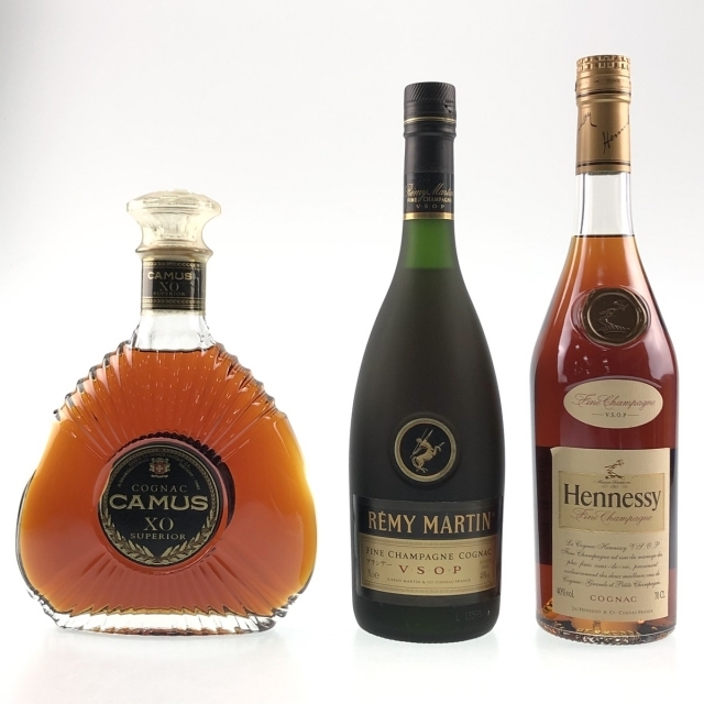 バイセルブランデーセット3本 CAMUS REMY MARTIN Hennessy コニャック