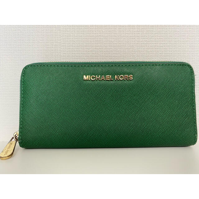 新品☆MICHAEL KORS グリーン シグネチャー レザー 長財布