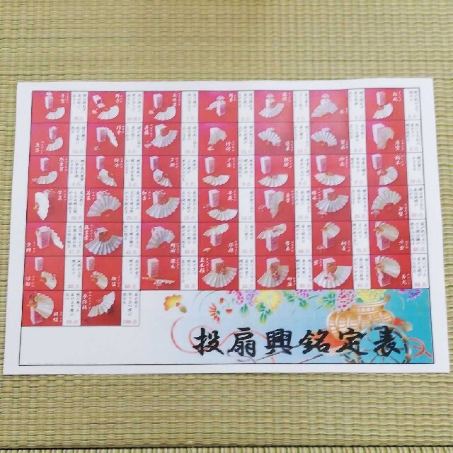 投扇興銘定表(点数表) 10枚 ラミネート加工 エンタメ/ホビーのテーブルゲーム/ホビー(その他)の商品写真