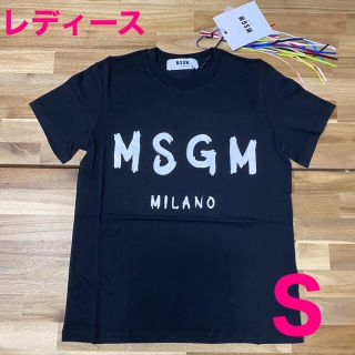 エムエスジイエム(MSGM)の新品　MSGM エムエスジーエム　ロゴTシャツ　レディース　半袖　ブラック　黒S(Tシャツ(半袖/袖なし))