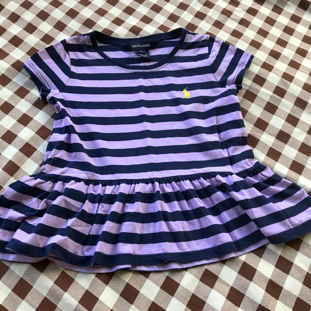 Ralph Lauren(ラルフローレン)のラルフローレン  フリルボーダーTシャツ  5 キッズ/ベビー/マタニティのキッズ服女の子用(90cm~)(Tシャツ/カットソー)の商品写真