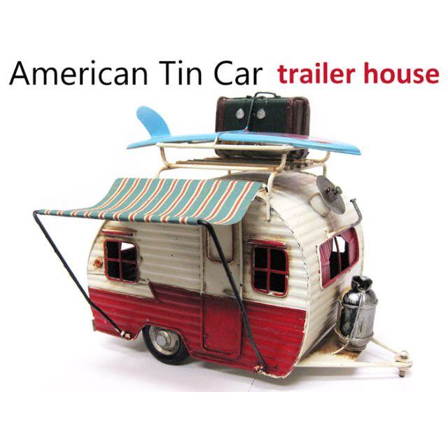 おもちゃ/ぬいぐるみブリキカー トレーラーハウス AZ7468赤白 キャンピングカー トリップ 旅