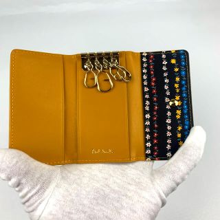 ポールスミス(Paul Smith)の新品　ポールスミス 4連キーケース イエロー×フラワープリント 花柄 牛革レザー(キーケース)