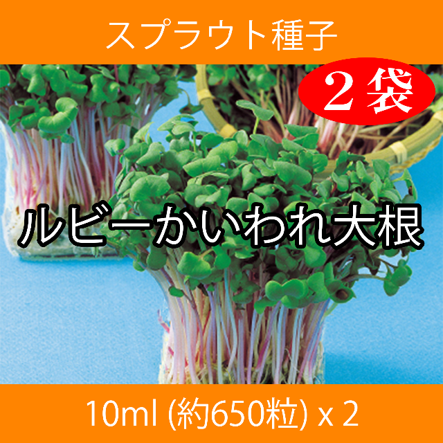 スプラウト種子 S-06 ルビーかいわれ大根 10ml 約650粒 x 2袋 食品/飲料/酒の食品(野菜)の商品写真