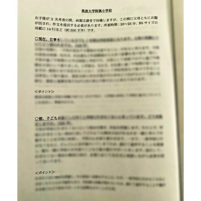 小学校受験　願書対策　幼稚園受験　親子面接　慶応　早実　聖心　暁星　青学　筑波