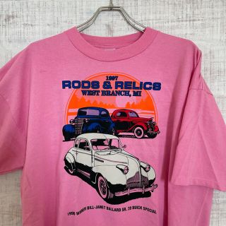 [90s古着☆jerzees] アメリカ製　カープリント　XL(Tシャツ/カットソー(半袖/袖なし))