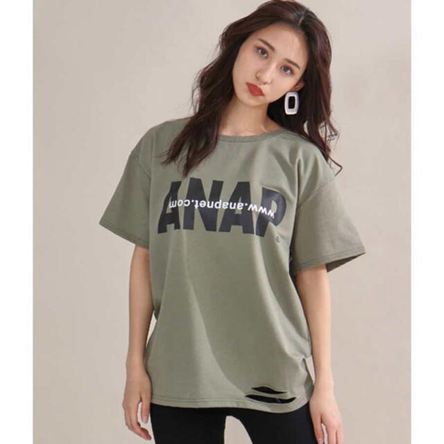 ANAP(アナップ)のANAP  ロゴダメージミニ裏毛Tシャツ  新品未使用 レディースのトップス(Tシャツ(半袖/袖なし))の商品写真