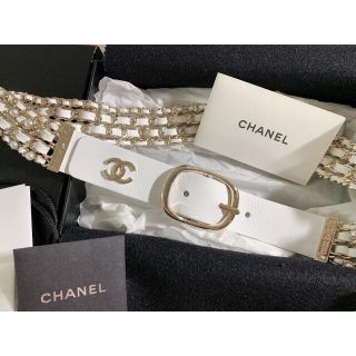 CHANEL - シャネル ベルト パール 2020 ホワイト チェーン ロゴの