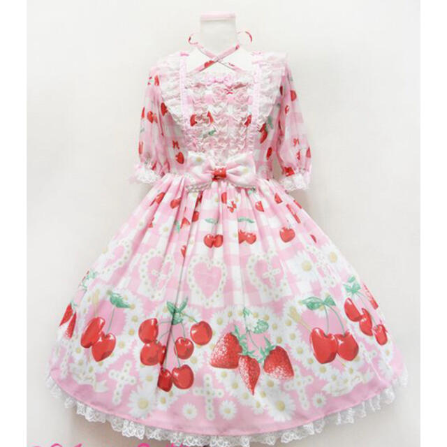 Angelic Pretty(アンジェリックプリティー)のCherry Marguerite ワンピース&クリップ2コset🎀 レディースのワンピース(ひざ丈ワンピース)の商品写真