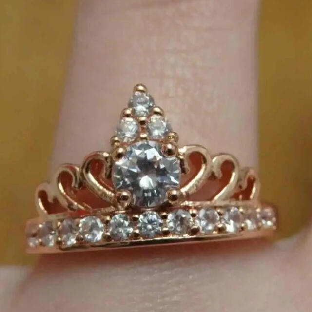 【CR273】ピンクゴールドクラウン王冠モチーフリング指輪大きいサイズ レディースのアクセサリー(リング(指輪))の商品写真