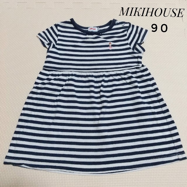 mikihouse(ミキハウス)のMIKIHOUSE  リーナちゃん ボーダー柄 ワンピース  90 キッズ/ベビー/マタニティのキッズ服女の子用(90cm~)(ワンピース)の商品写真