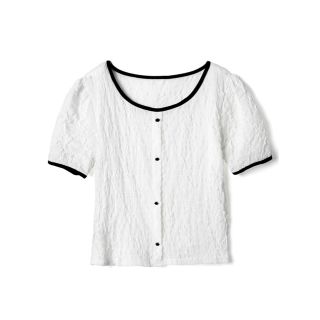 グレイル(GRL)のGRL パイピングトップス ホワイト 人気 韓国ファッション 春 夏 SALE(シャツ/ブラウス(半袖/袖なし))