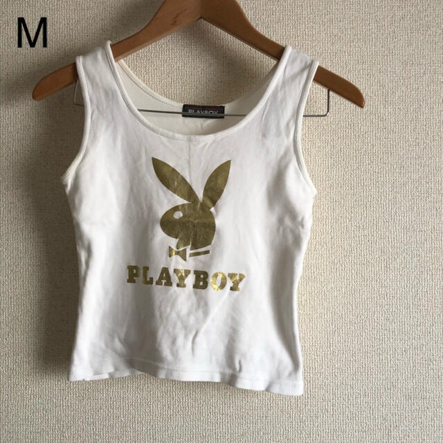 PLAYBOY(プレイボーイ)の白 タンクトップ うさぎ PLAYBOY キッズ/ベビー/マタニティのキッズ服女の子用(90cm~)(Tシャツ/カットソー)の商品写真