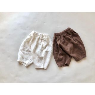 新品　リネンゆるハーフパンツ　女の子　男の子　無地　ボトムス　シンプル(パンツ/スパッツ)