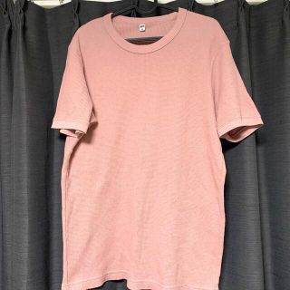 ユニクロ(UNIQLO)のユニクロ　ワッフル生地　Tシャツ　ピンク　メンズL(Tシャツ/カットソー(半袖/袖なし))