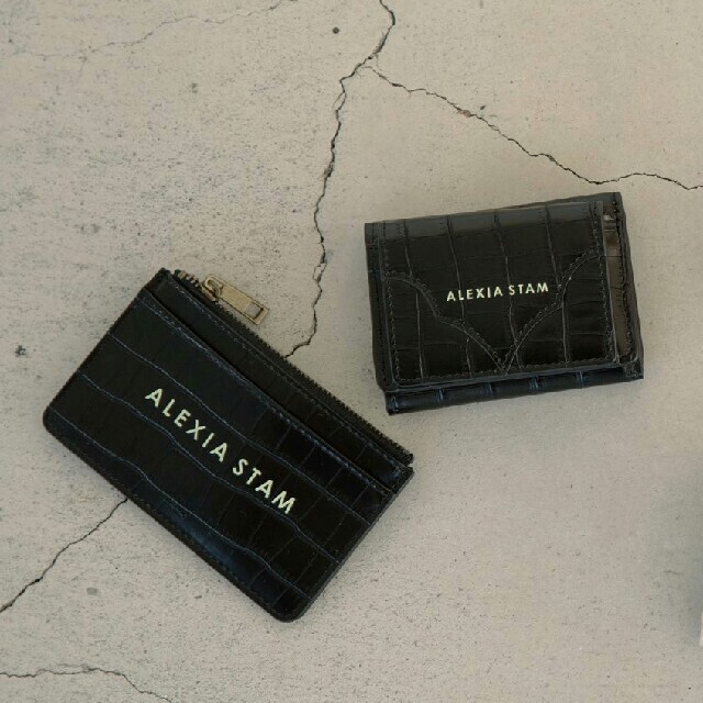 【新品タグ付】ALEXIASTAM ロゴミニウォレット黒 アリシアスタンミニ財布