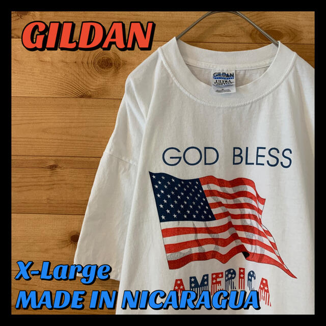 GILDAN(ギルタン)の【GILDAN】GOD BLESS 星条旗 Tシャツ アメリカ古着 XL メンズのトップス(Tシャツ/カットソー(半袖/袖なし))の商品写真