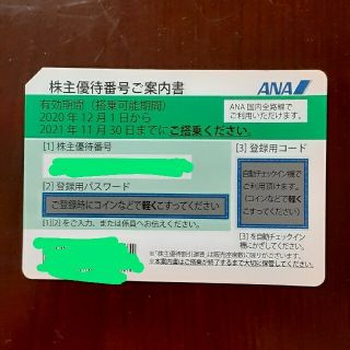 エーエヌエー(ゼンニッポンクウユ)(ANA(全日本空輸))のANA 株主優待券　2枚　番号通知のみ(その他)