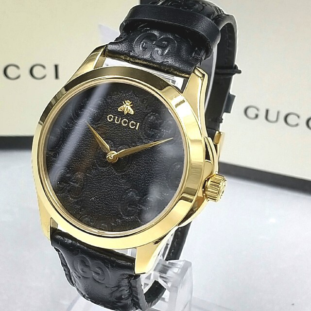 Gucci(グッチ)の新品★GUCCI レディースG-TIMELESS WATCHブラックレザー腕時計 レディースのファッション小物(腕時計)の商品写真