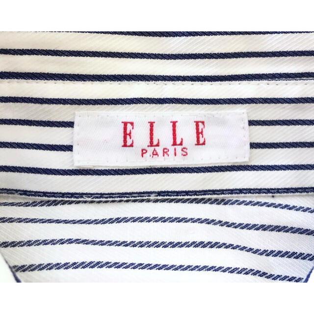 【新品】❤ELLE❤ シャツ ブラウス 白 ストライプ 春 夏 婦人服 フリル