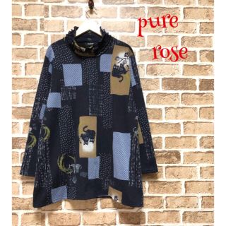 レストローズ(L'EST ROSE)の【希少】❤ピュアローズ❤ シャツ ブラウス ネイビー 猫 春 夏 トップス 上着(シャツ/ブラウス(長袖/七分))