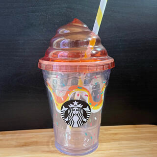 スターバックスコーヒー(Starbucks Coffee)のスターバックス ロゴ コールド カップ タンブラー ホイップ リッド オレンジ(タンブラー)