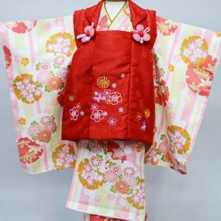 七五三 三歳 女児 被布 着物 フルセット 百花繚乱 花ひめ NO35065(和服/着物)