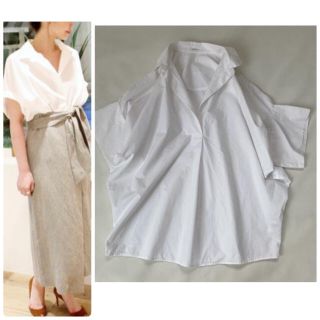 プラージュ(Plage)のプラージュ シャツ 五分袖 スキッパー ブラウス 日本製 綿 夏服 プルオーバー(シャツ/ブラウス(半袖/袖なし))