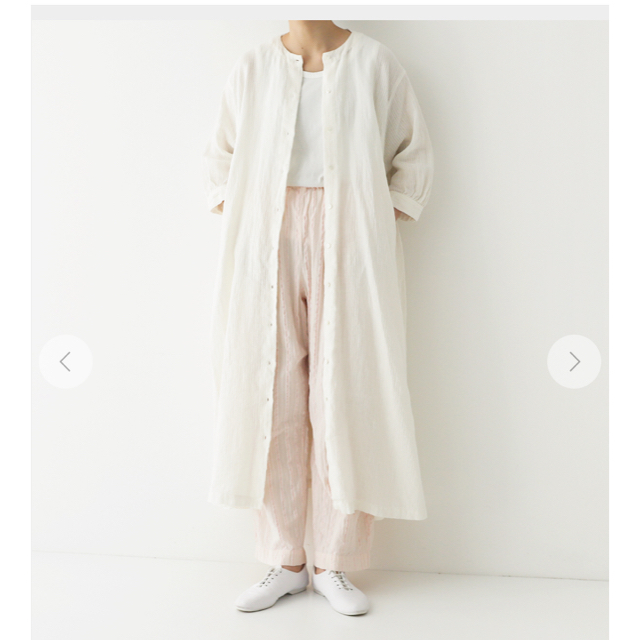 【nest Robe】ネストローブ ストライプ リネン カシュクールワンピース