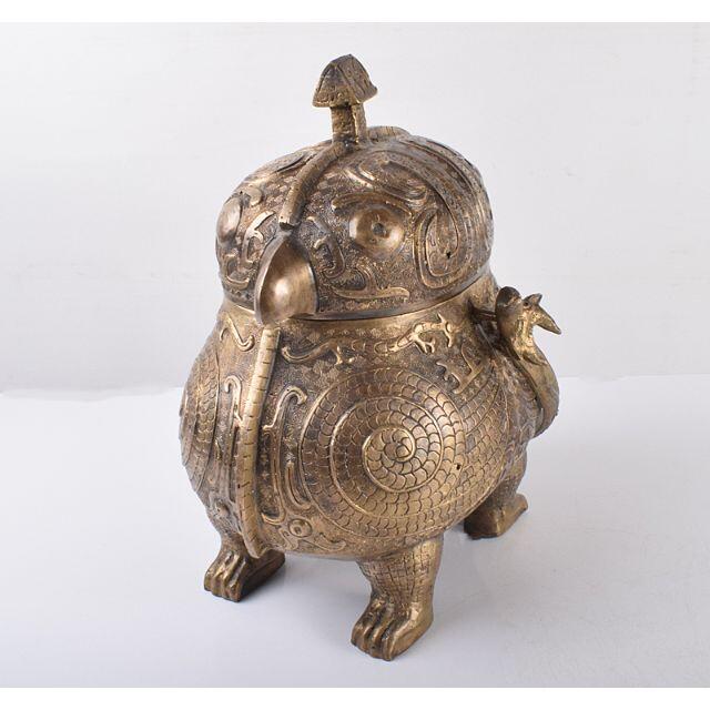 中国 青銅器 饕餮文神獣形 持ち手付尊 M R3687Cの通販 by 中国 青銅器 饕餮文神獣形 持ち手付尊 M R3687Cの通販 by