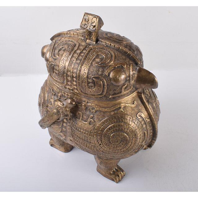 中国 青銅器 饕餮文神獣形 持ち手付尊 M R3687Cの通販 by 中国 青銅器 饕餮文神獣形 持ち手付尊 M R3687Cの通販 by