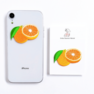 フレッシュ オレンジ 2WAYS！刺繍のアイロンワッペン＆ステッカー(モバイルケース/カバー)