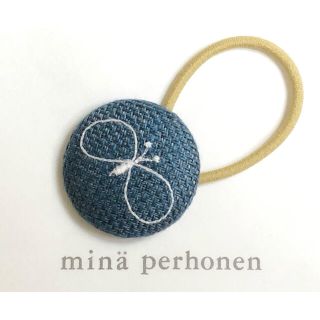 ミナペルホネン(mina perhonen)の13 ハンドメイド くるみボタン ヘアゴム choucho ミナペルホネン M(ヘアアクセサリー)